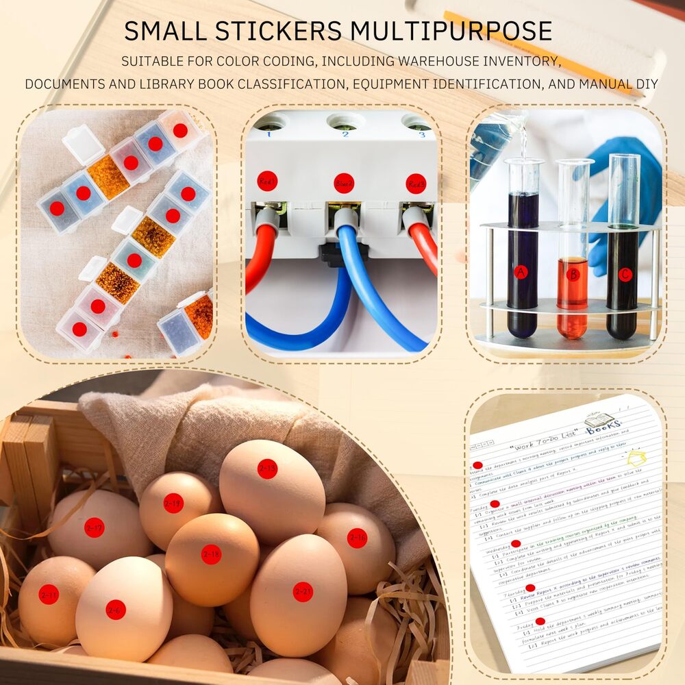2564 0.25 Inch Red Color Coding Sticker Dots,4200 PCS Small Round Circle - Picture 7 of 7